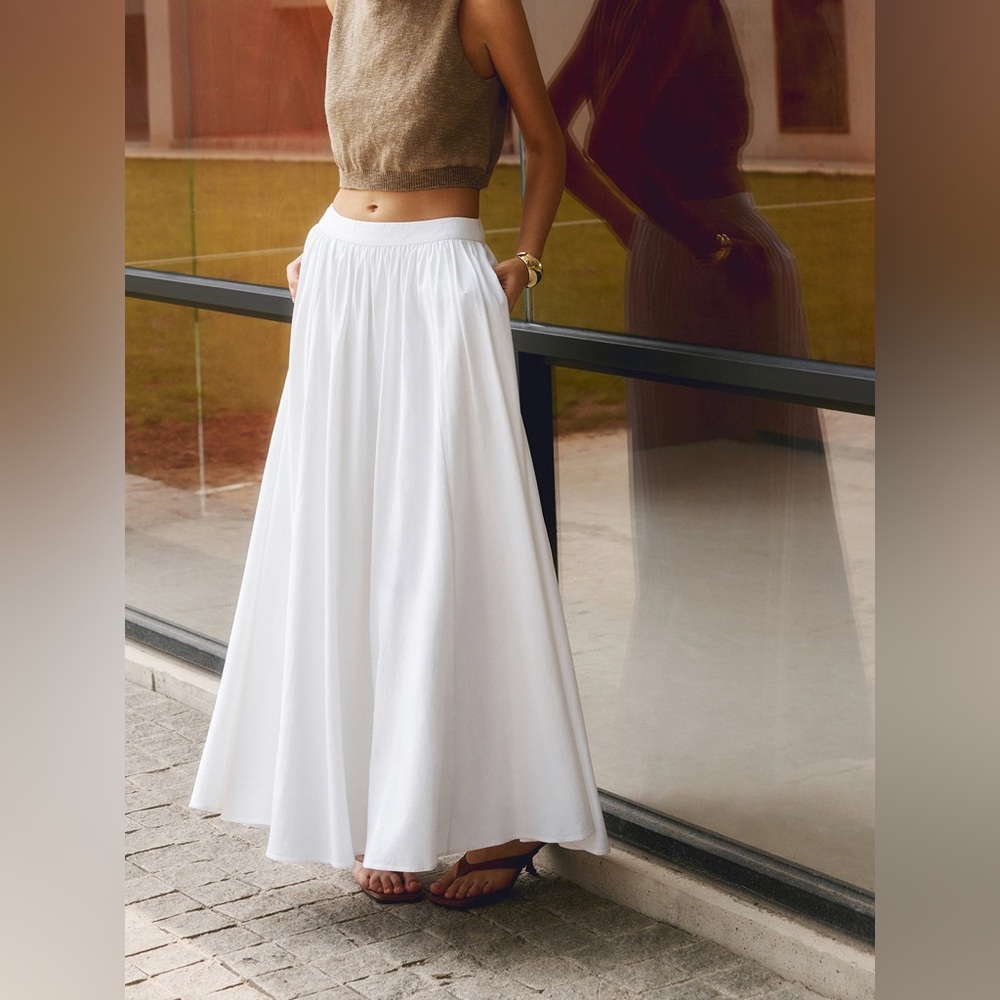 Commense Cotton Pleated Maxi Skirt - Picture 3 of 4